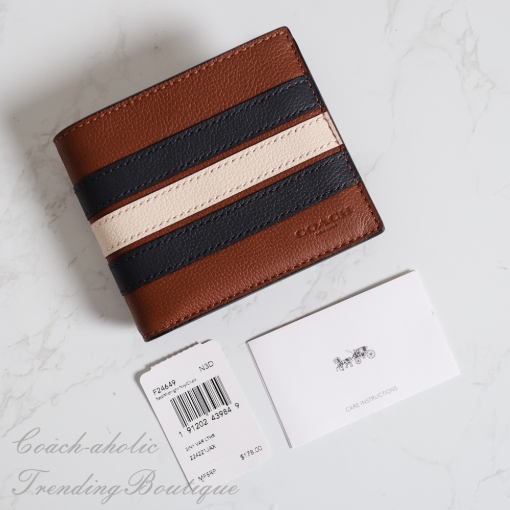 NWT Coach 3-IN-1 Mens Wallet with Varsity Stripe - Picture 8 of 8